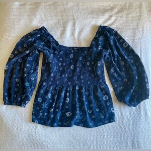 Madewell Lucie Smocked Peplum Top in Cottage Floral